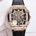 AAA Swiss Replica Hublot Spirit of Big Bang HUB4700 Watch 42mm Rose Gold with Baguette diamonds